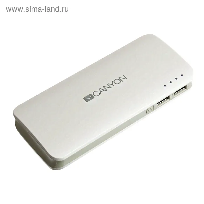 Внешний аккумулятор Canyon CNE-CPB100W, 2 USB, 10000 мАч, индикатор батареи, белый