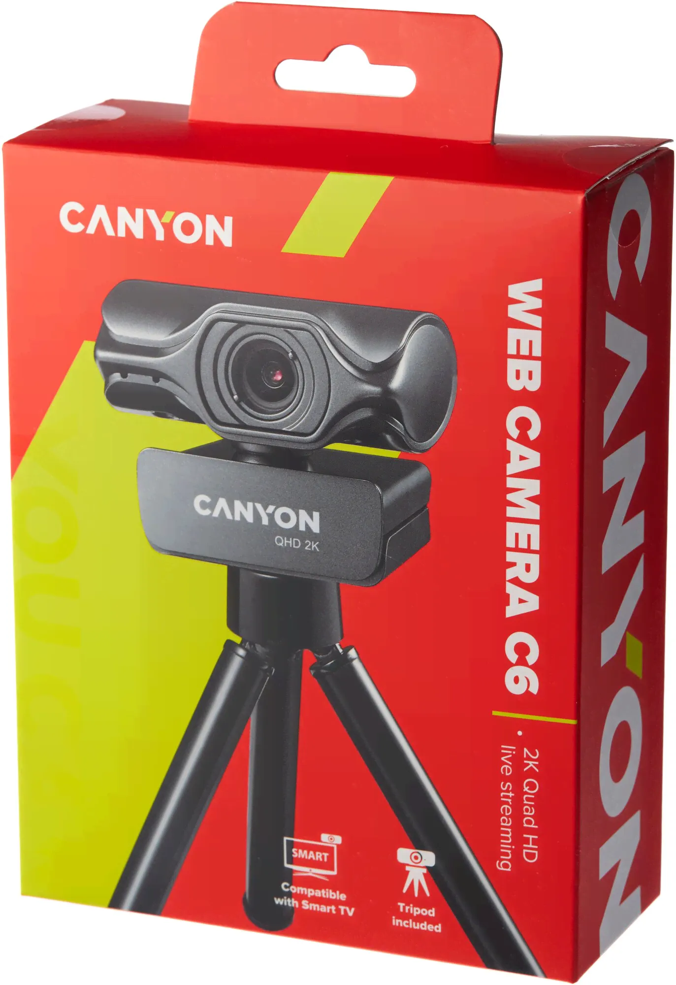 Canyon Web-камера для компьютеров Canyon C6 со штативом 2K Quad HD черный web-камера