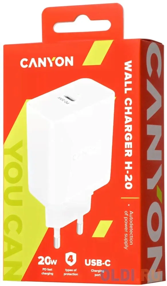 Сетевой адаптер Canyon H-20 3 А белый CNE-CHA20W01-1