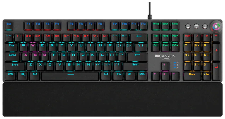 Canyon Клавиатура проводная Canyon Nightfall, USB, Черный/Серый CND-SKB7RU клавиатура