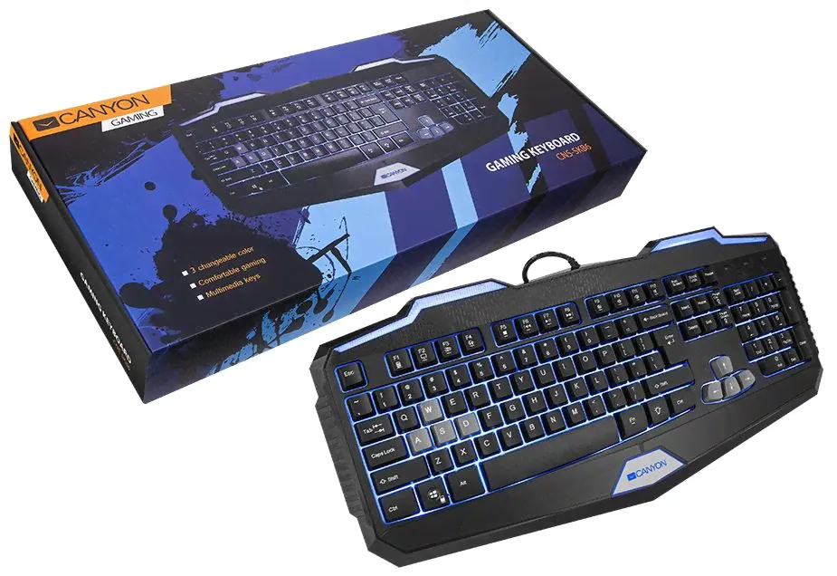 Клавиатура CANYON Gaming Wired multimedia gaming keyboard with lighting effect, 108pcs r color black