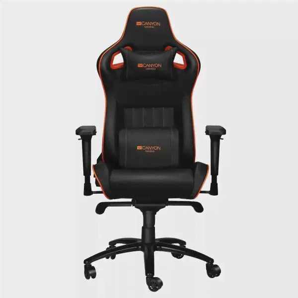 Компьютерное кресло Canyon Corax CND-SGCH5 игровое, обивка: искусственная кожа, цвет: черно-оранжевый
