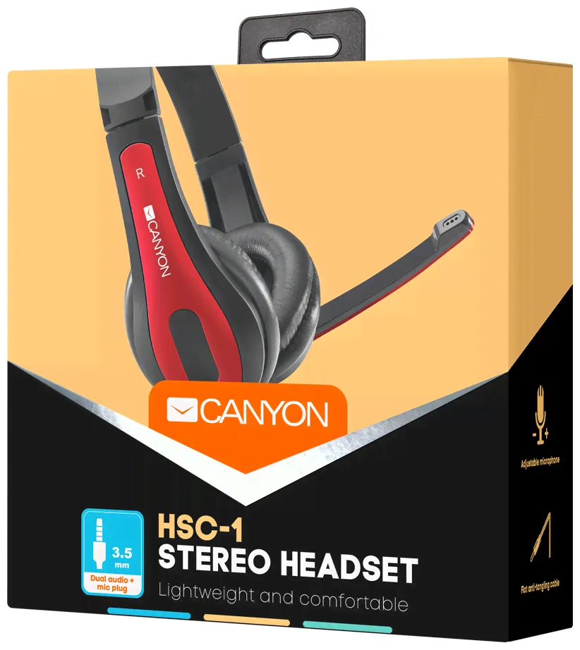 Canyon Компьютерная гарнитура Canyon HSC-1 Red (CNS-CHSC1BR) наушники-0