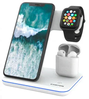 Беспроводное зарядное устройство Canyon CNS-WCS302W USB-C 2A/2.7А/2А белый-0