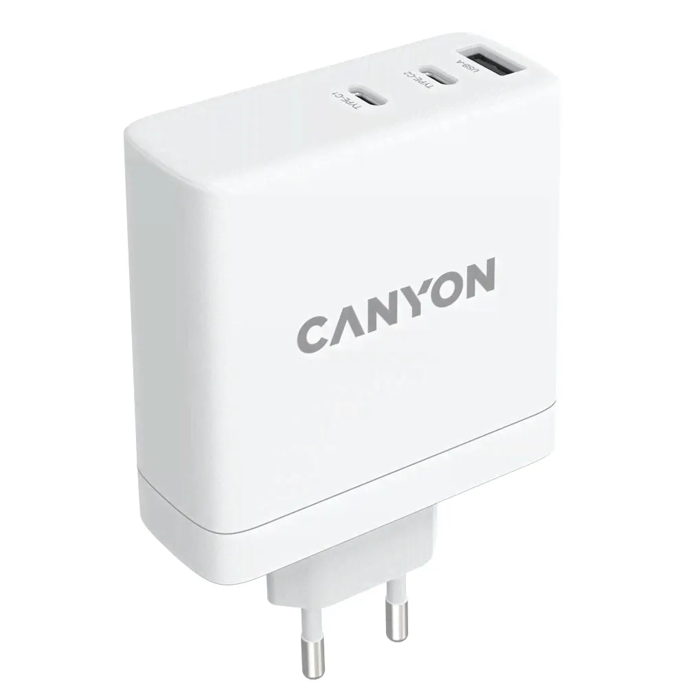 Зарядное устройство сетевое CANYON Wall charger 1 x USB-A, 2 x USB-C 140W, 140Вт, белый