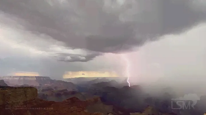 07-21-2021 Grand Canyon National Park - Slow Motion Lightning Over National Landmark