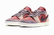 Nike Air Jordan 1 Low Canyon Rust, красный c розовым и пурпурным, кожа, замша, женские