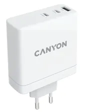 Сетевой адаптер CANYON H-140W с QC3.0 30W + PD GAN 140W, 1xUSB-A + 2xUSB-C, белый (CND-CHA140W01)