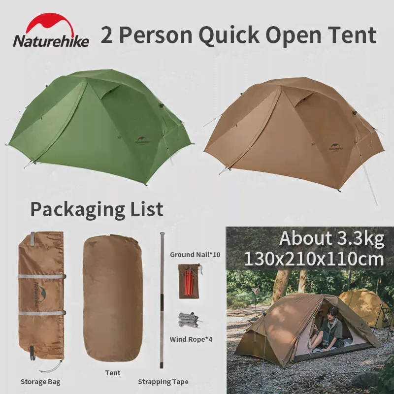 Naturehike Canyon 2P Портативная быстрооткрывающаяся палатка 210T ветрозащитная походная палатка Pu2000mm 2 двери дышащая 3,3 кг не нужно строить (art.: 3920bdc94d436)-2
