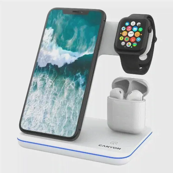 Беспроводное зарядное устройство Canyon 3 в 1 WS-302 (CNS-WCS302W)-0