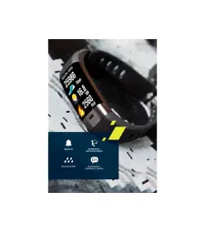 Фитнес-браслет с виртуальным тренером и измерением ЭКГ Canyon Smart Coach SB-75, IP67, черный с логотипом оптом