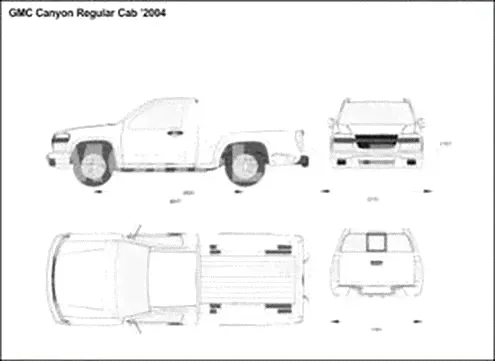 GMC Canyon Regular Cab ’2004 - 2D-чертеж
