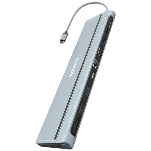 USB-концентратор Canyon 14-в-1 USB Type-C (CNS-HDS90), разъемов: 4, 20 см, темно-серый серый, темный, серый