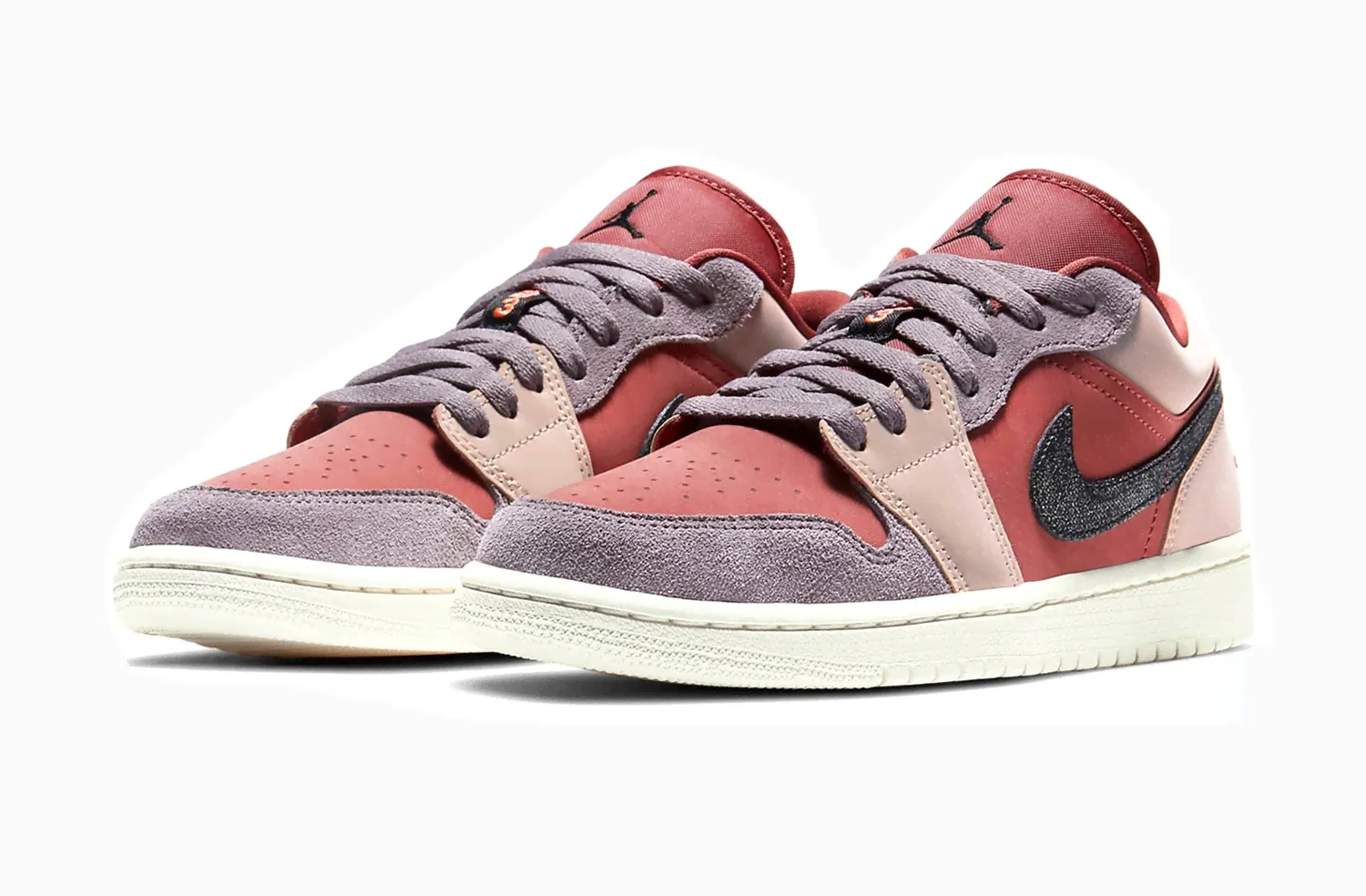 Nike Air Jordan 1 Low Canyon Rust, красный c розовым и пурпурным, кожа, замша, женские