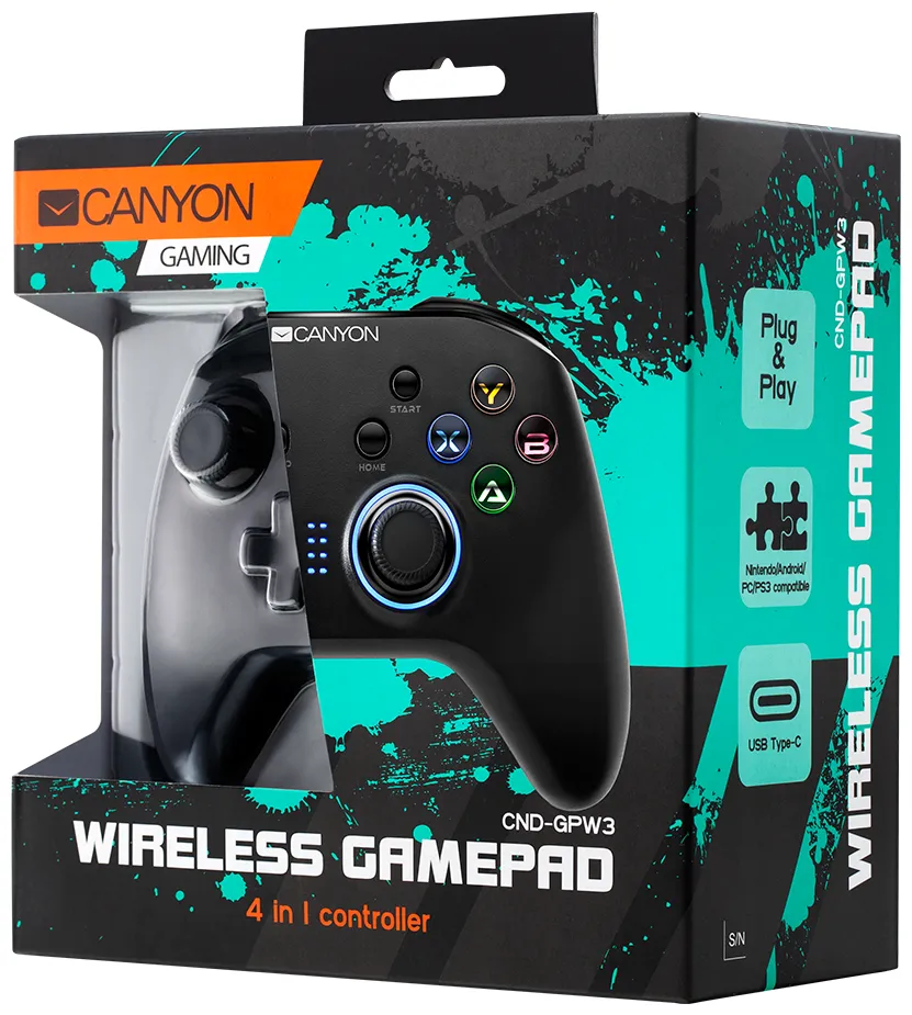 Canyon Беспроводной геймпад Canyon GP-W3 Nintendo Switch / Android / PC / PS3 черный CND-GPW3 игровой манипулятор-0